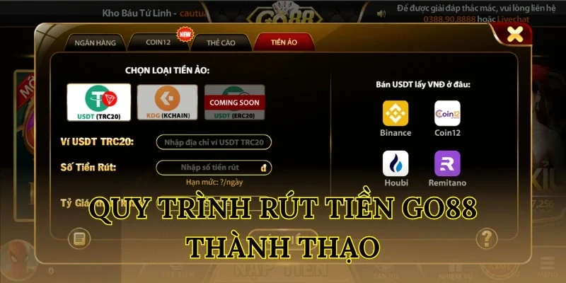 Quy trình rút tiền Go88 thành thạo